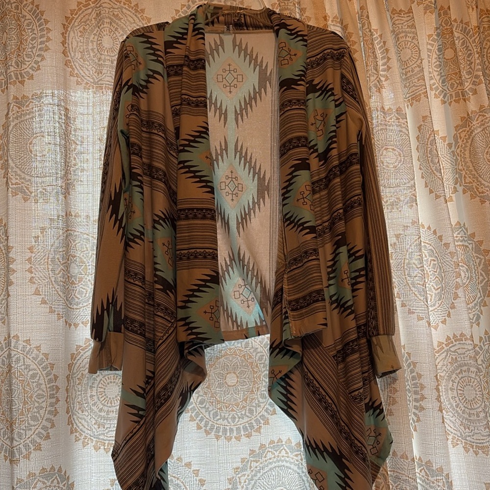 Patterned Open Front Cardigan Sweater - Picture 2 of 3